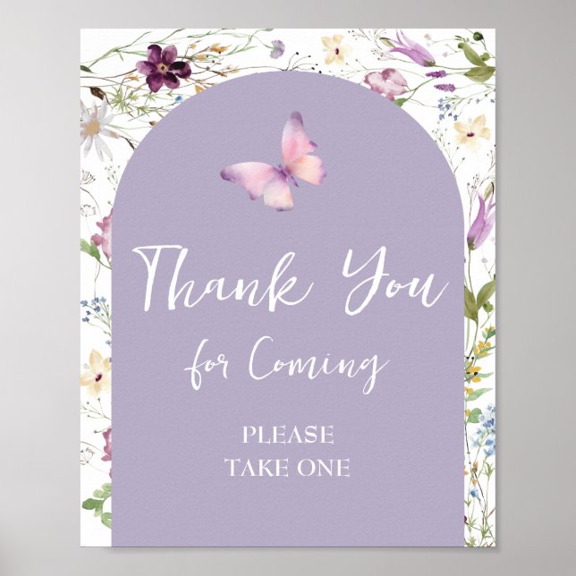 Wildflower Wild ONE Butterfly Garden Thank You Poster (Front)