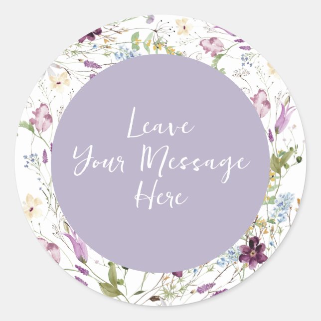 Wildflower Wild ONE Butterfly Love your Message Classic Round Sticker (Front)