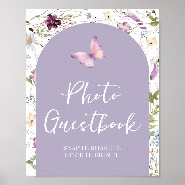 Wildflower Wild ONE Butterfly Photo Guestbook (Front)