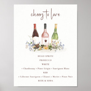 Wildflower Wine Bottles Drinks Sign Bridal Shower