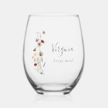 Wildflower Wine Glass<br><div class="desc">Celebrate in style with our Wildflower Wine Glass, perfect for your wedding party and personalised with each member's name. Featuring a beautiful design of rustic dried grasses, delicate leaves, and vintage wildflowers in warm earthy tones, these elegant glasses add a touch of sophistication and personalisation to your bohemian-themed celebration, making...</div>