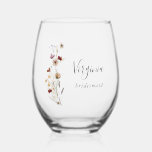 Wildflower Wine Glass<br><div class="desc">Celebrate in style with our Wildflower Wine Glass, perfect for your wedding party and personalised with each member's name. Featuring a beautiful design of rustic dried grasses, delicate leaves, and vintage wildflowers in warm earthy tones, these elegant glasses add a touch of sophistication and personalisation to your bohemian-themed celebration, making...</div>