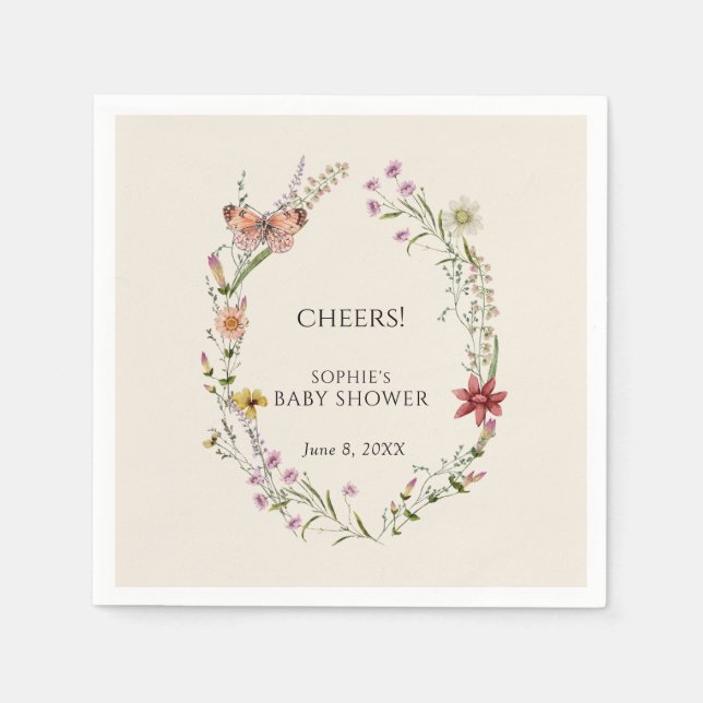 Wildflower Wishes A Baby Shower In Bloom Napkin (Front)