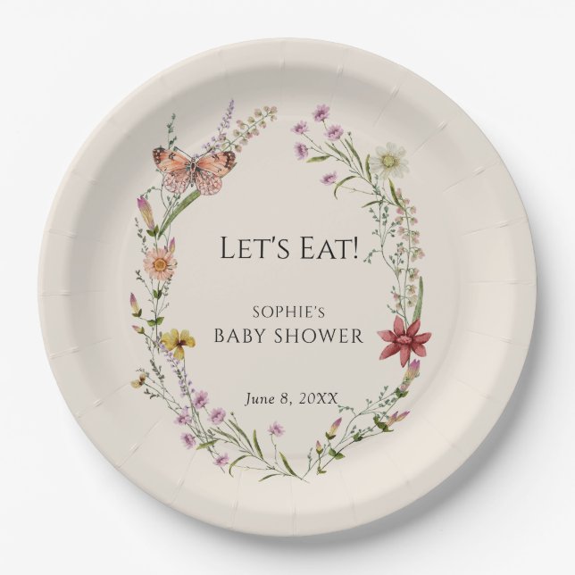Wildflower Wishes A Baby Shower In Bloom Paper Plate (Front)