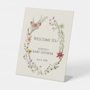 Wildflower Wishes A Baby Shower In Bloom Welcome Pedestal Sign
