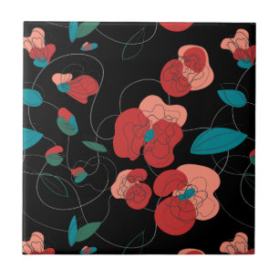 Wildflower Wonderland   Stylised Flowers pattern Ceramic Tile