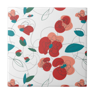 Wildflower Wonderland Stylised Flowers pattern Ceramic Tile