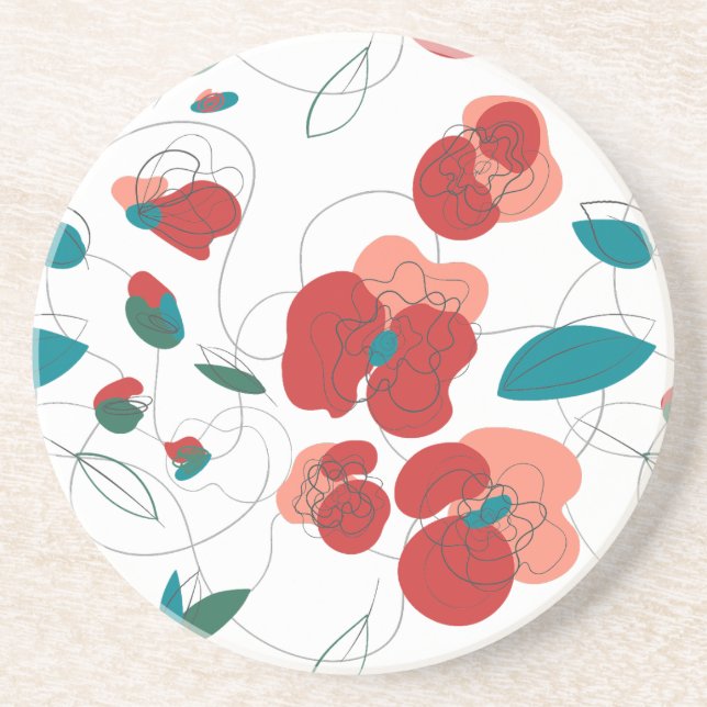 Wildflower Wonderland | Stylised Flowers pattern Coaster (Front)
