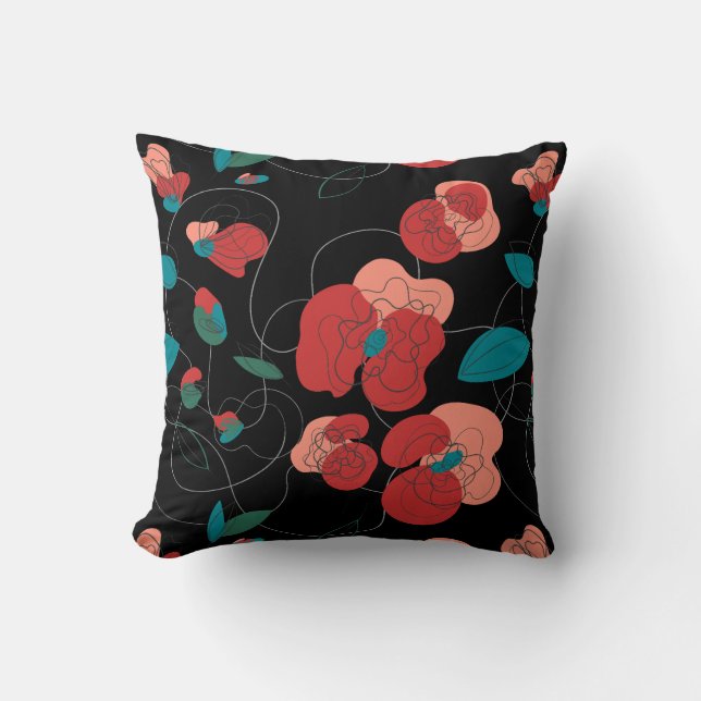 Wildflower Wonderland | Stylised Flowers pattern Cushion (Front)