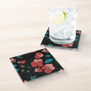Wildflower Wonderland Stylised Flowers pattern Glass Coaster