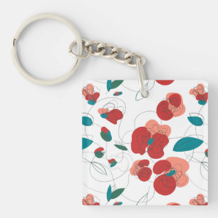 Wildflower Wonderland Stylised Flowers pattern Key Ring