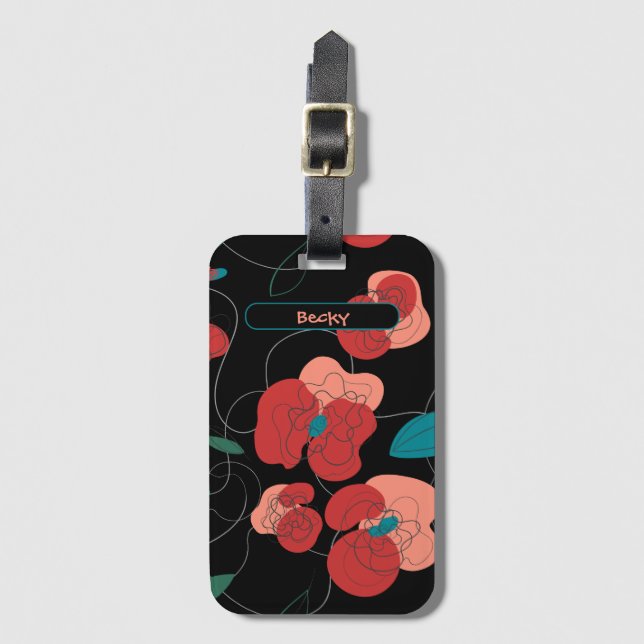 Wildflower Wonderland | Stylised Flowers pattern Luggage Tag (Front Vertical)