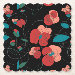 Wildflower Wonderland   Stylised Flowers pattern Paper Coaster