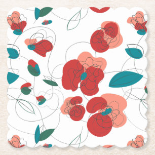 Wildflower Wonderland Stylized Flowers pattern Paper Coaster