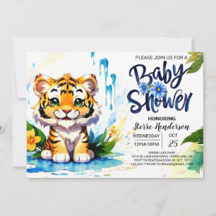 Wildflower Wonderland Tiger Cubs Boy Baby Shower Invitation