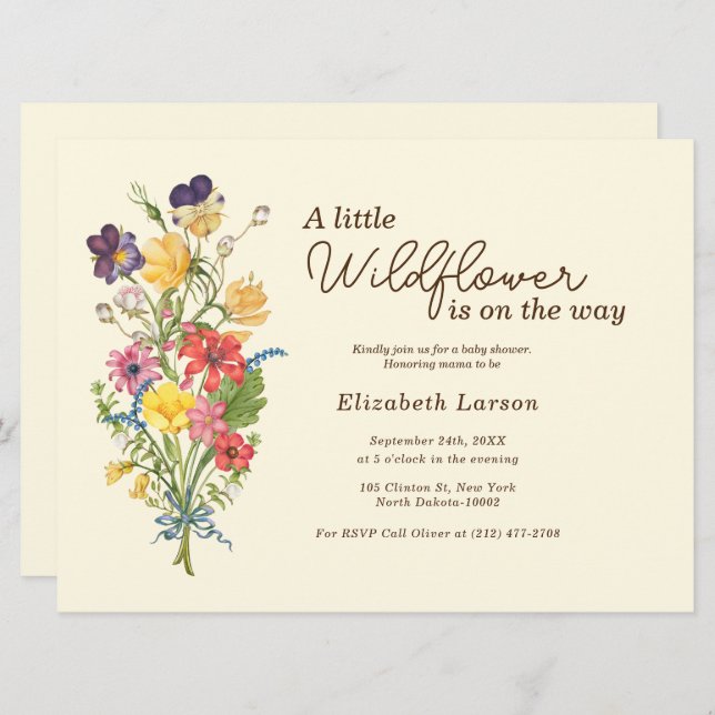 Wildflower Woodland Baby Shower  Invitation (Front/Back)