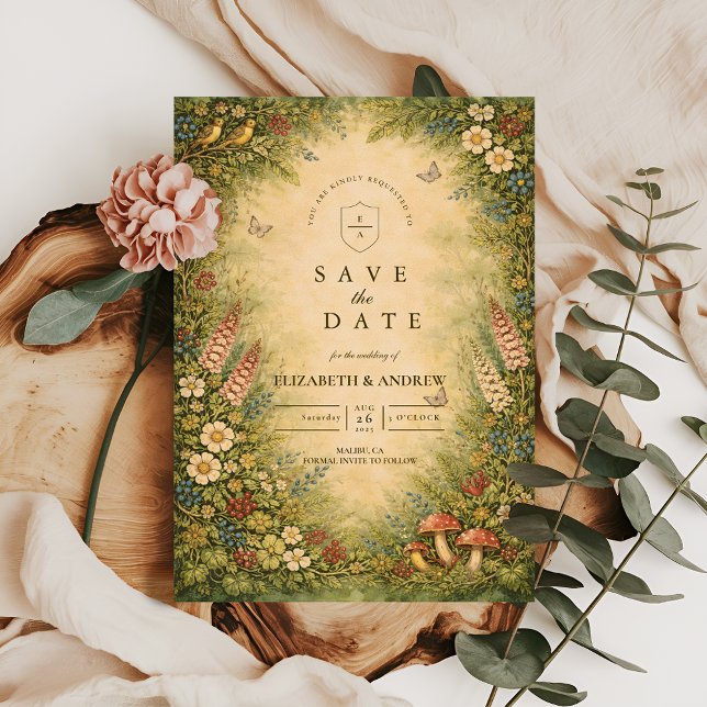 Wildflower Woodland Garden Wedding Save The Date (Creator Uploaded)