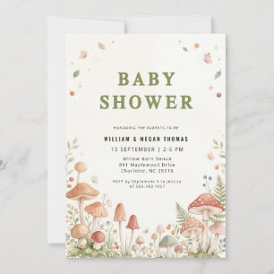 Wildflower Woodland Mushroom Baby Shower Invitation