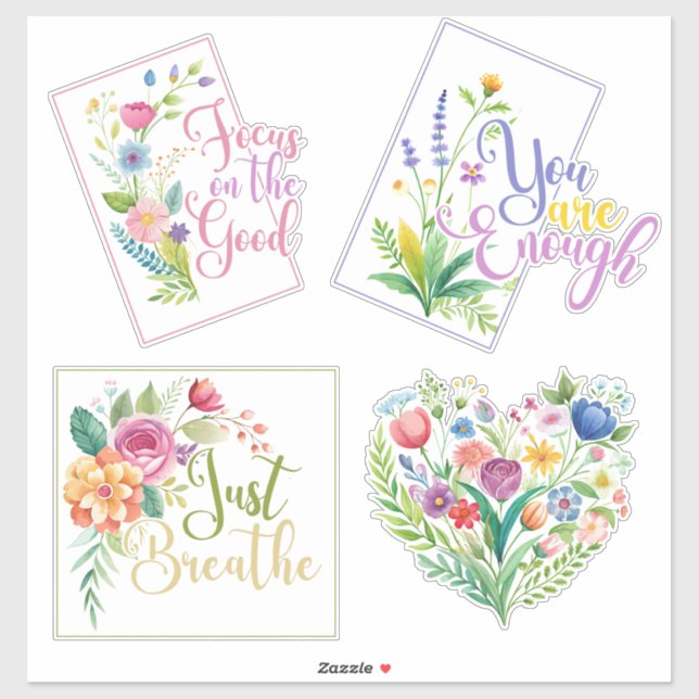 Wildflower Words & Heart Custom-Cut Vinyl Sticker (Sheet)