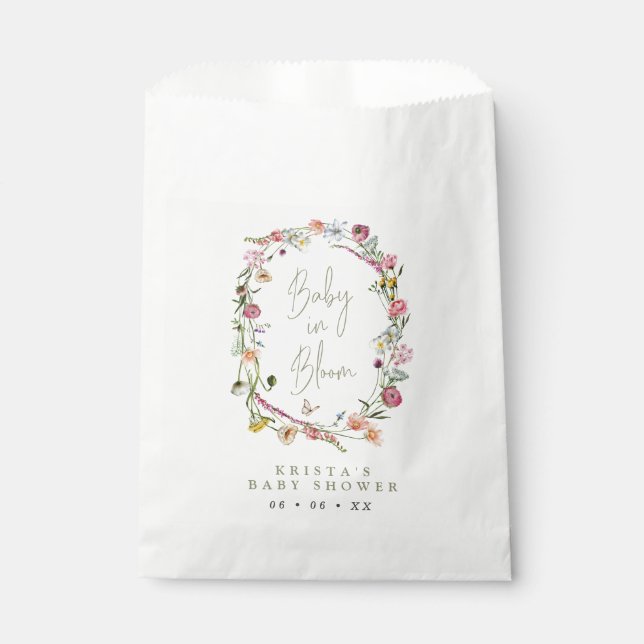 Wildflower Wreath Baby In Bloom Baby Shower Favour Bag (Front)