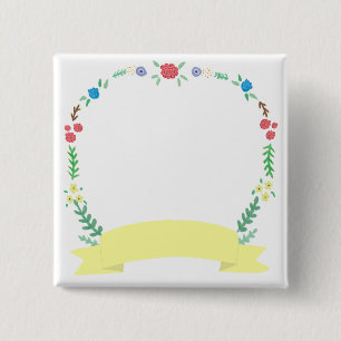 Wildflower Wreath Blank Yellow Banner 15 Cm Square Badge