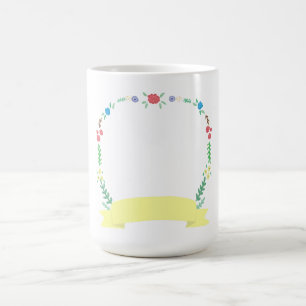 Wildflower Wreath Blank Yellow Banner Coffee Mug