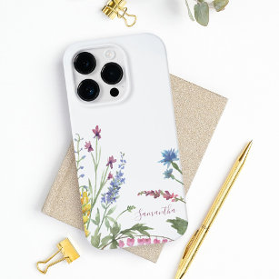 Wildflower Wreath Blue Watercolor Personalised Case-Mate iPhone Case