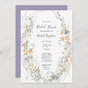 Wildflower Wreath Bridal Shower Invitation