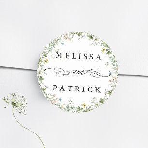 Wildflower Wreath Elegant Wedding Classic Round Sticker