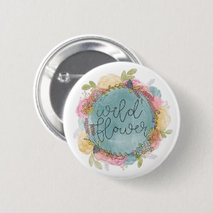 Wildflower Wreath Floral 6 Cm Round Badge