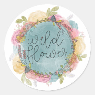 Wildflower Wreath Floral Classic Round Sticker