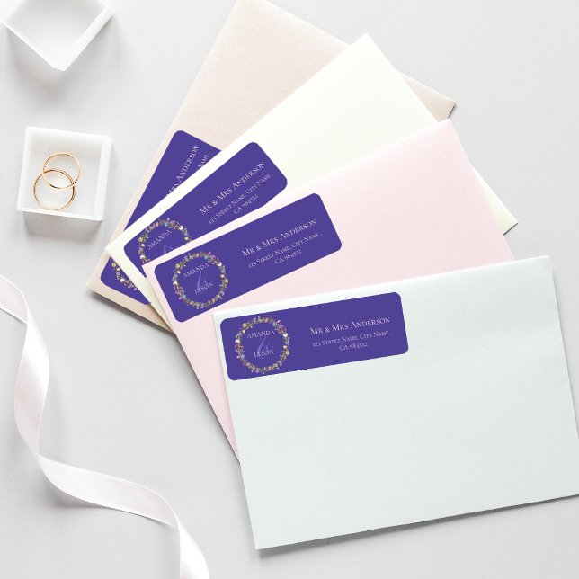 Wildflower Wreath Floral Wedding Return Address Label (Creator Uploaded)