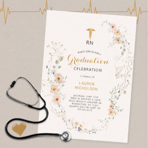 Wildflower Wreath Medical Degree Graduation Party  Invitation