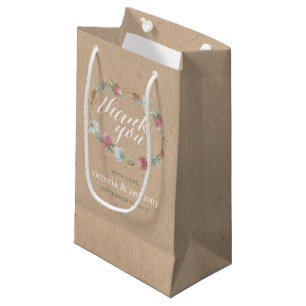 Wildflower Wreath On Kraft Country Wedding Small Gift Bag