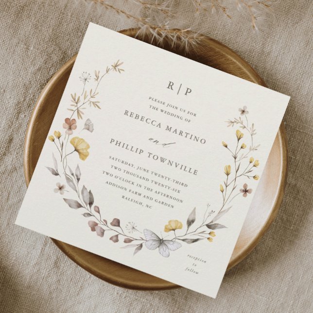 Wildflower Wreath Spring Wedding Invitation (Creator Uploaded)