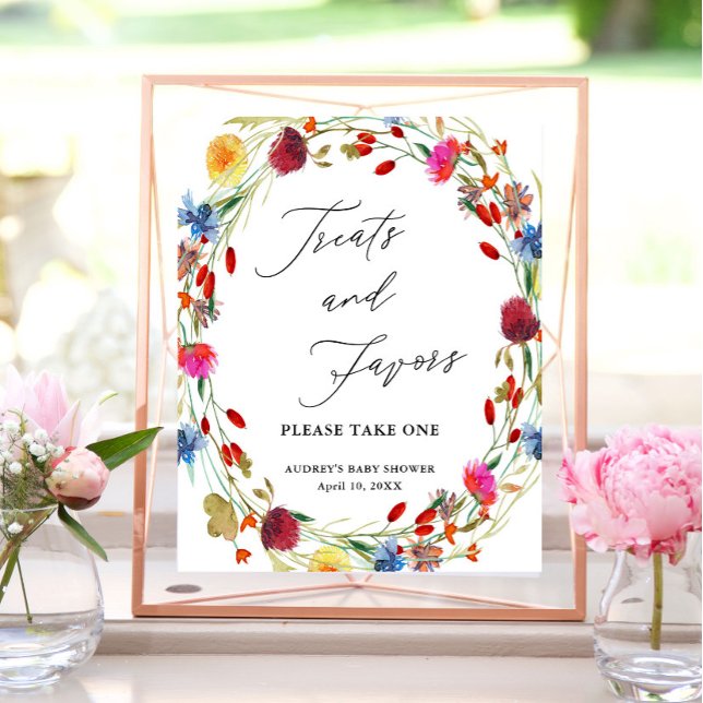 Wildflower Wreath Treats and Favors Shower Display Poster (Creator Uploaded)