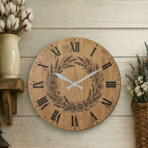 Wildflower Wreath wall clock Farmhouse Decor