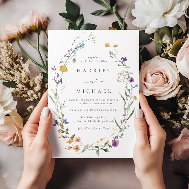 Wildflower Wreath Wedding Invitation (Creator Uploaded)