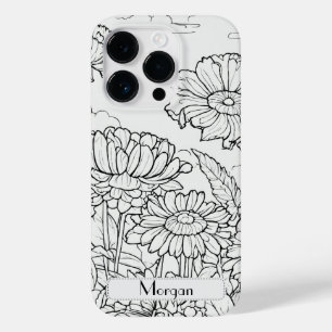 Wildflower Wreath white and black Personalised Case-Mate iPhone 14 Pro Case