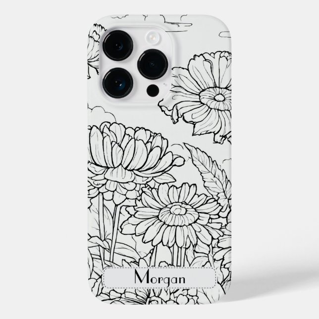 Wildflower Wreath white and black Personalised Case-Mate iPhone Case (Back)