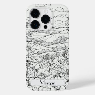 Wildflower Wreath white and black Personalized Case-Mate iPhone 14 Pro Case