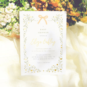 Wildflower & Yellow Bow Elegant Garden Baby Shower