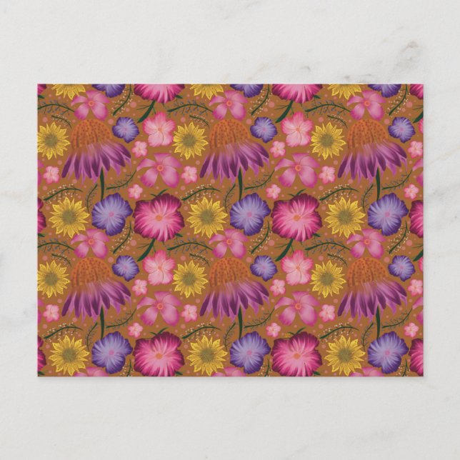 Wildflower Yellow Floral Pattern Postcard (Front)