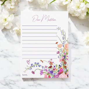 Wildflowers 1st birthday time capsule Letter Invitation