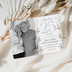 Wildflowers 25th Anniversary Invitation With Photo