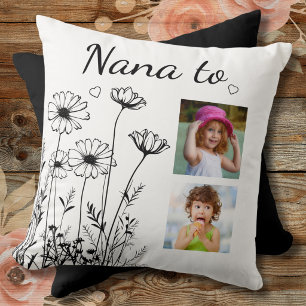 Wildflowers  2 Photo Collage Grandchildren Nana Cushion