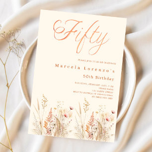 Wildflowers 50th birthday invitation