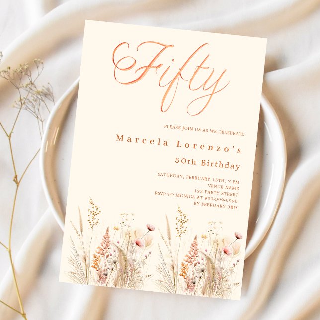 Wildflowers 50th birthday luxury invitation (Creator Uploaded)