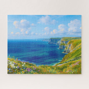 "Wildflowers Above the Sea" – A Welsh Seascape Jigsaw Puzzle