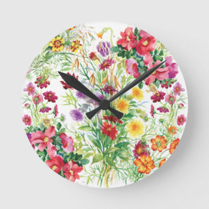Wildflowers Acrylic Wall Clock, Round (Medium) Clock
